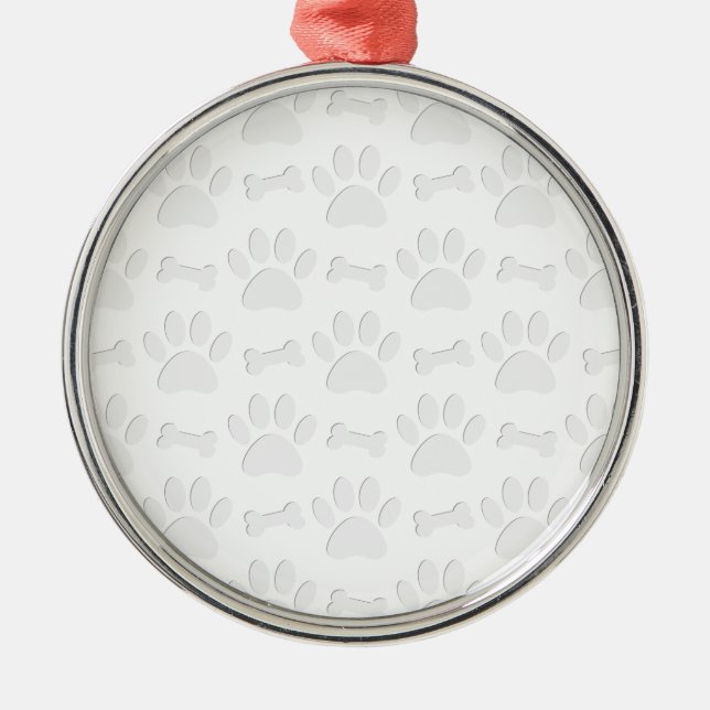 Paper Cut Dog Paws And Bones Pattern Metal Tree Decoration (Front)