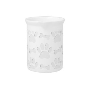Paper Cut Dog Paws And Bones Pattern Pitcher