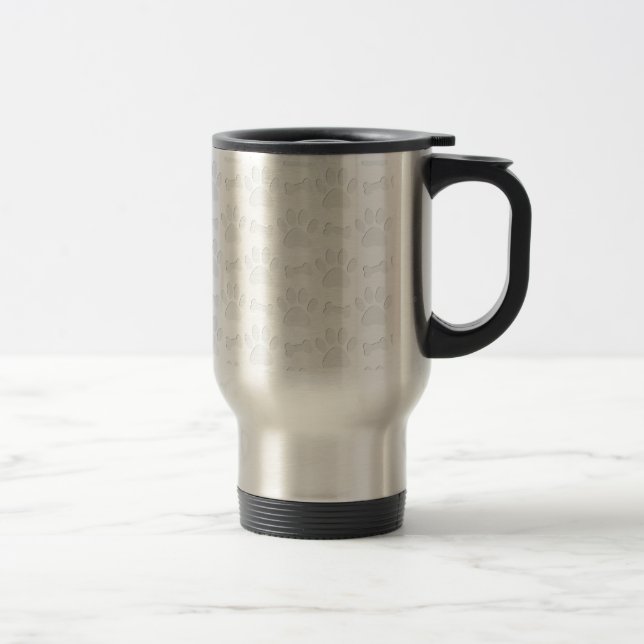 Paper Cut Dog Paws And Bones Pattern Travel Mug (Right)