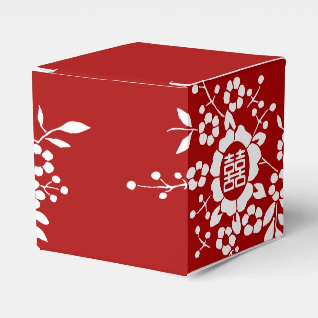 Paper Cut Flowers • Double Happiness Favour Box (Front Side)