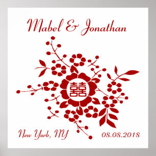 Paper Cut Flowers • Double Happiness Poster