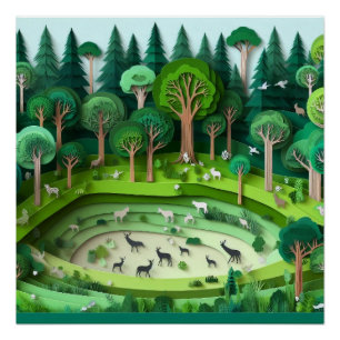 Paper Cut Forest Poster