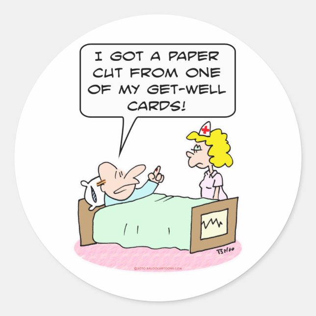 paper cut get well cards classic round sticker (Front)