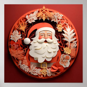 Paper Cut-out Santa Claus Poster