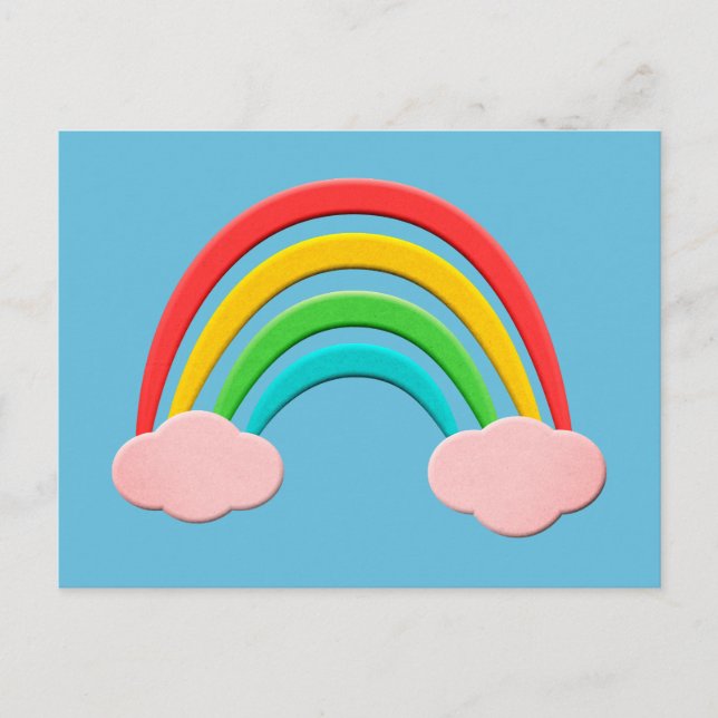 Paper Cut Rainbow And Pink Clouds Postcard (Front)