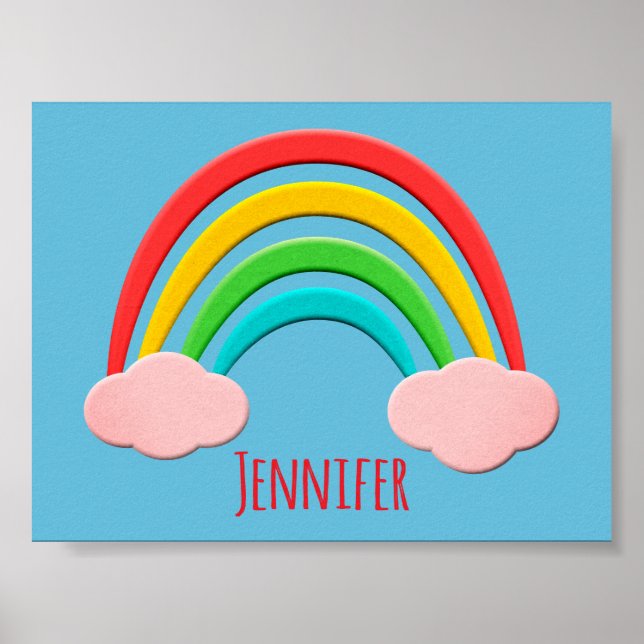 Paper Cut Rainbow And Pink Clouds Poster (Front)