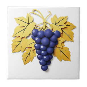 Paper Cut Style Cluster of Grapes with Elegant  Tile