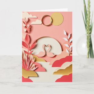 Paper Cut Swans Embrace Card