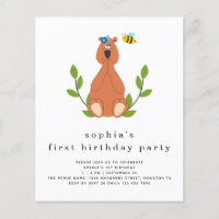 PAPER | Cute Bear Bee 1st Birthday Party Invite