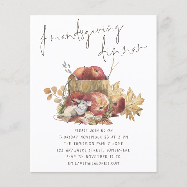 PAPER | Cute Mouse Friendsgiving Dinner Invite (Front)