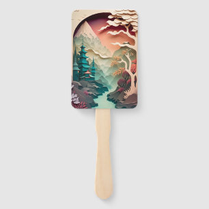Paper Cutout Landscape Set of Fans