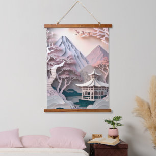 Paper Cutout Pavilion Landscape Wall Tapestry