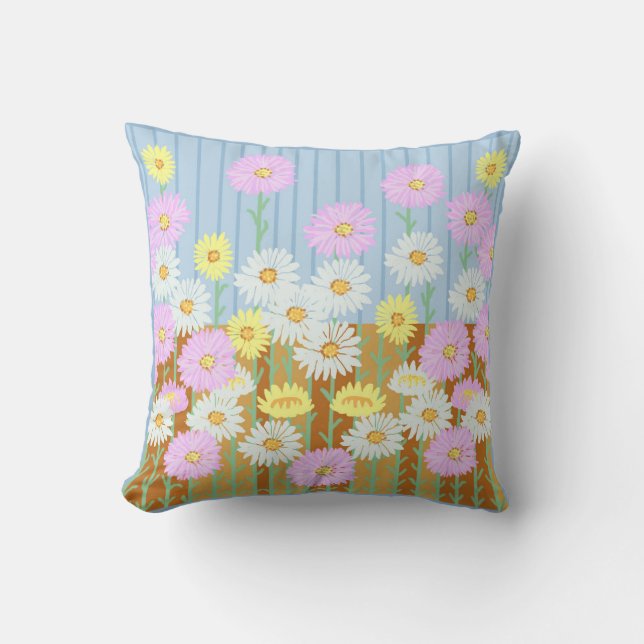 Paper daisies strawflowers cushion (Front)