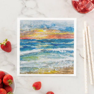 Paper Dinner Napkins - Sea Waves Sunset