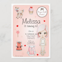 Paper Doll Birthday Party Invitation