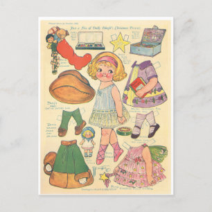 PAPER DOLL DOLLY DINGLE CHRISTMAS POSTCARD