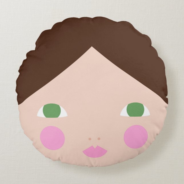Paper Doll Face Round Pillow (Front)