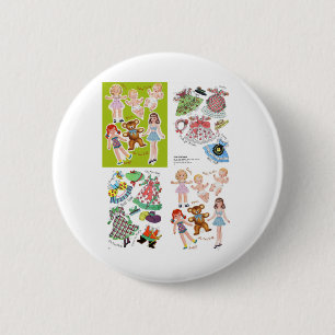 Paper Doll Fifties Design, Adorable Retro 6 Cm Round Badge