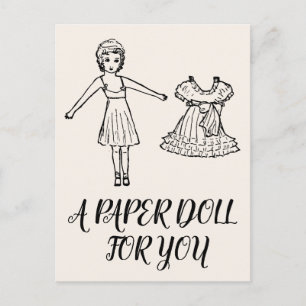PAPER DOLL GIRL POSTCARD