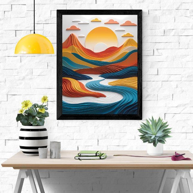 Paper Dreams: Sunset Over the Mountains Poster (Creator Uploaded)