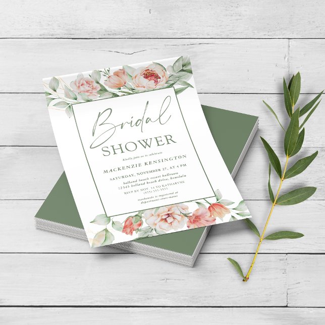 PAPER Elegant Floral Script Bridal Shower Invite (Creator Uploaded)