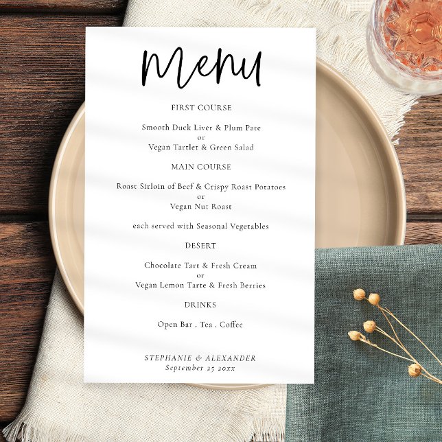 PAPER Elegant Script Any Colour Wedding Menu (Creator Uploaded)