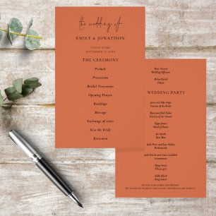 PAPER   Elegant Text Terracotta Wedding Program