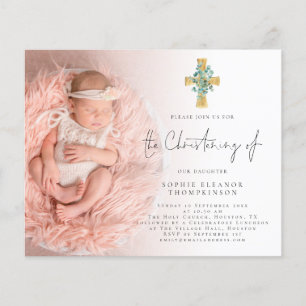PAPER   Eucalyptus Cross Photo Christening Invite