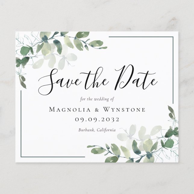 PAPER Eucalyptus Wedding Save The Date (Front)