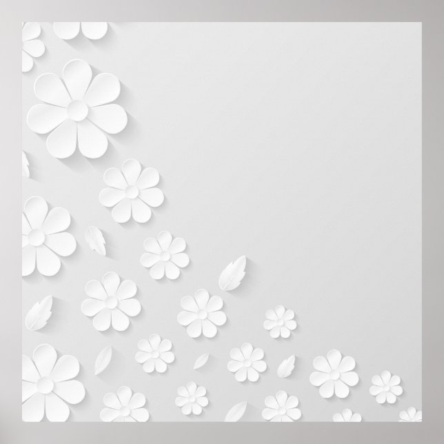 Paper flower background white poster (Front)
