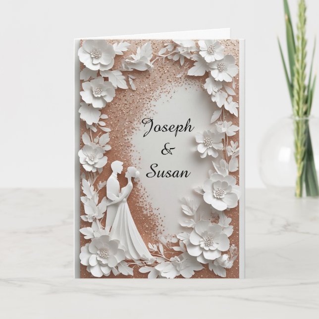 ✨ Paper Flower Wedding Invite Bride And Groom  (Front)