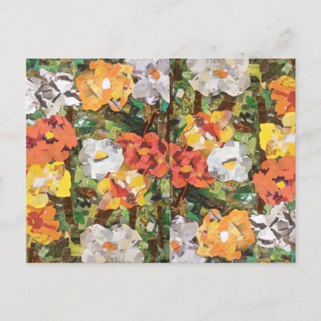 Paper Flowers Collage in Orange & Yellow Postcard (Front)