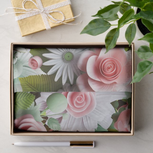 Paper Flowers Pink and Spring Green (Gift)