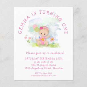 PAPER   Girl Pink 1st Birthday Party Invitation