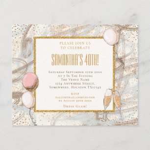 PAPER Glitter Girl 40th Party Birthday Invitation