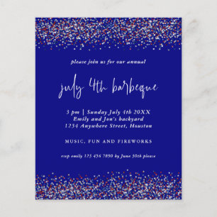 PAPER   Glitter Red Blue 4th July BBQ Invitation