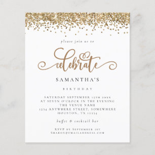 PAPER   Gold Glitter Celebrate Birthday Invite