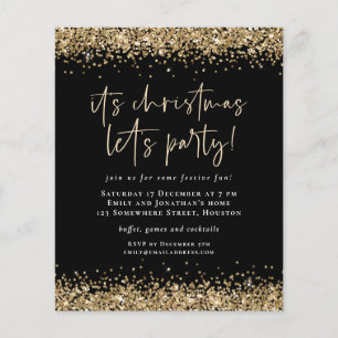 PAPER Gold Glitter Christmas Lets Party Black