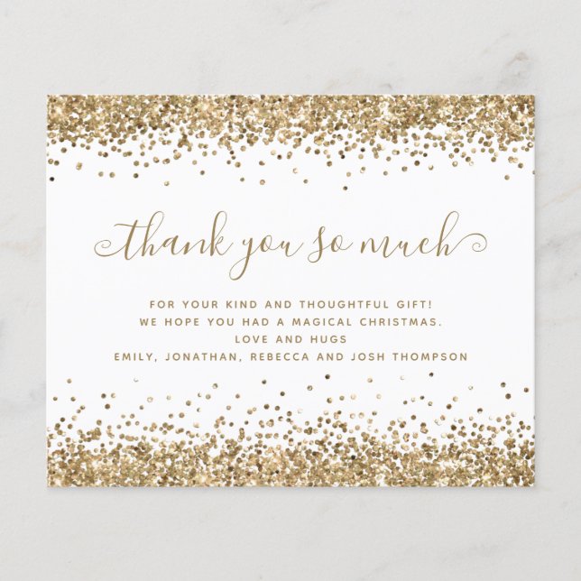 PAPER | Gold Glitter Christmas Thank You (Front)