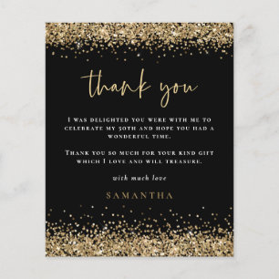 PAPER Gold Glitter Fiftieth Black Photo Thank You