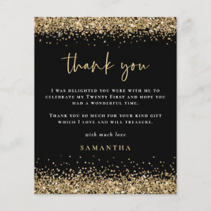 PAPER Gold Glitter Photo 21st Black Thank You