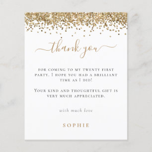 PAPER Gold Glitter Photo 21st Party Thanks