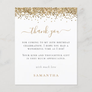 PAPER   Gold Glitter Photo Sweet 16 Thank You