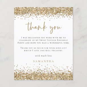 PAPER   Gold Glitter Photo Sweet Sixteen Thank You