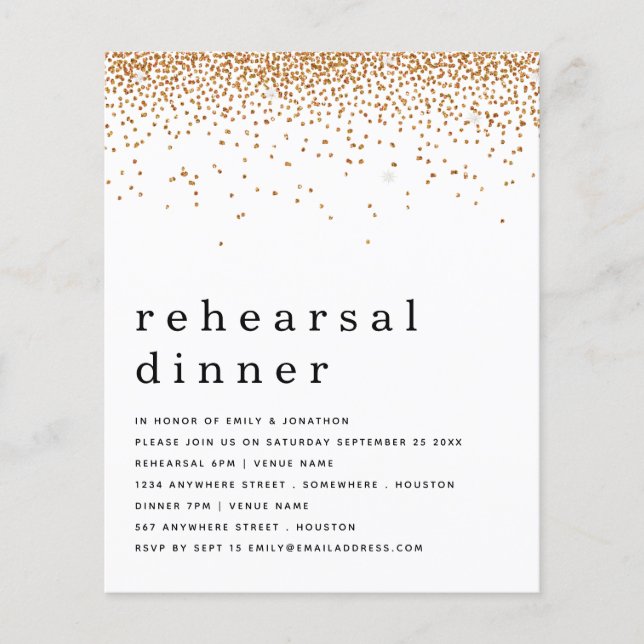 PAPER | Gold Glitter Rehearsal Dinner Invitation (Front)
