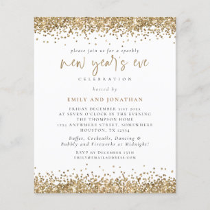 PAPER   Gold Glitter Script New Years Eve Invite