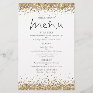 PAPER Gold Glitter Script Wedding Menu