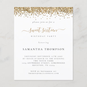 PAPER   Gold Glitter Sweet Sixteen Invitation