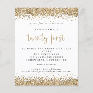PAPER Gold Glitter Twenty First Party Invitation