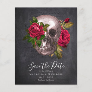 PAPER Gothic Save the Date Slate Skull Roses